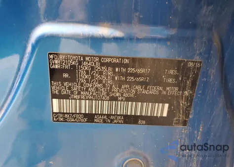 2017 Toyota Rav4 Le z USA, uszkodzony, nr VIN JTMBFREV9HJ107408